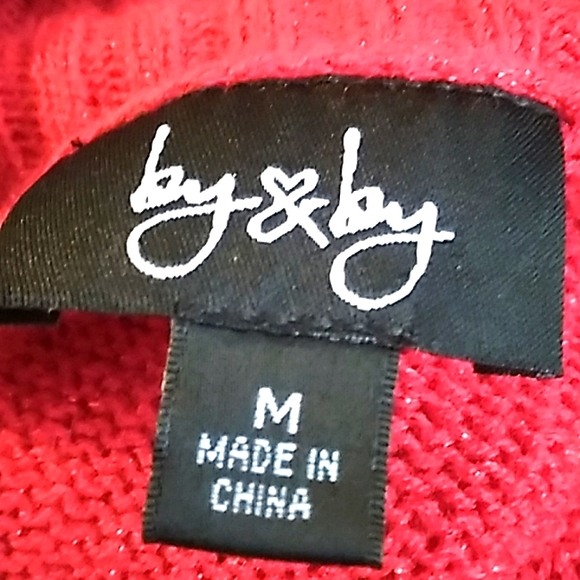 By By Red Sequin & Sparkle Cowl Neck Sweater. Size Medium - Picture 8 of 9